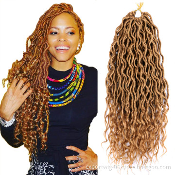 Wholesale Curly Goddess Locs Crochet Hair Extensions African Goddess Faux Locs 18 Inches Solid And Ombre Color Synthetic Fiber